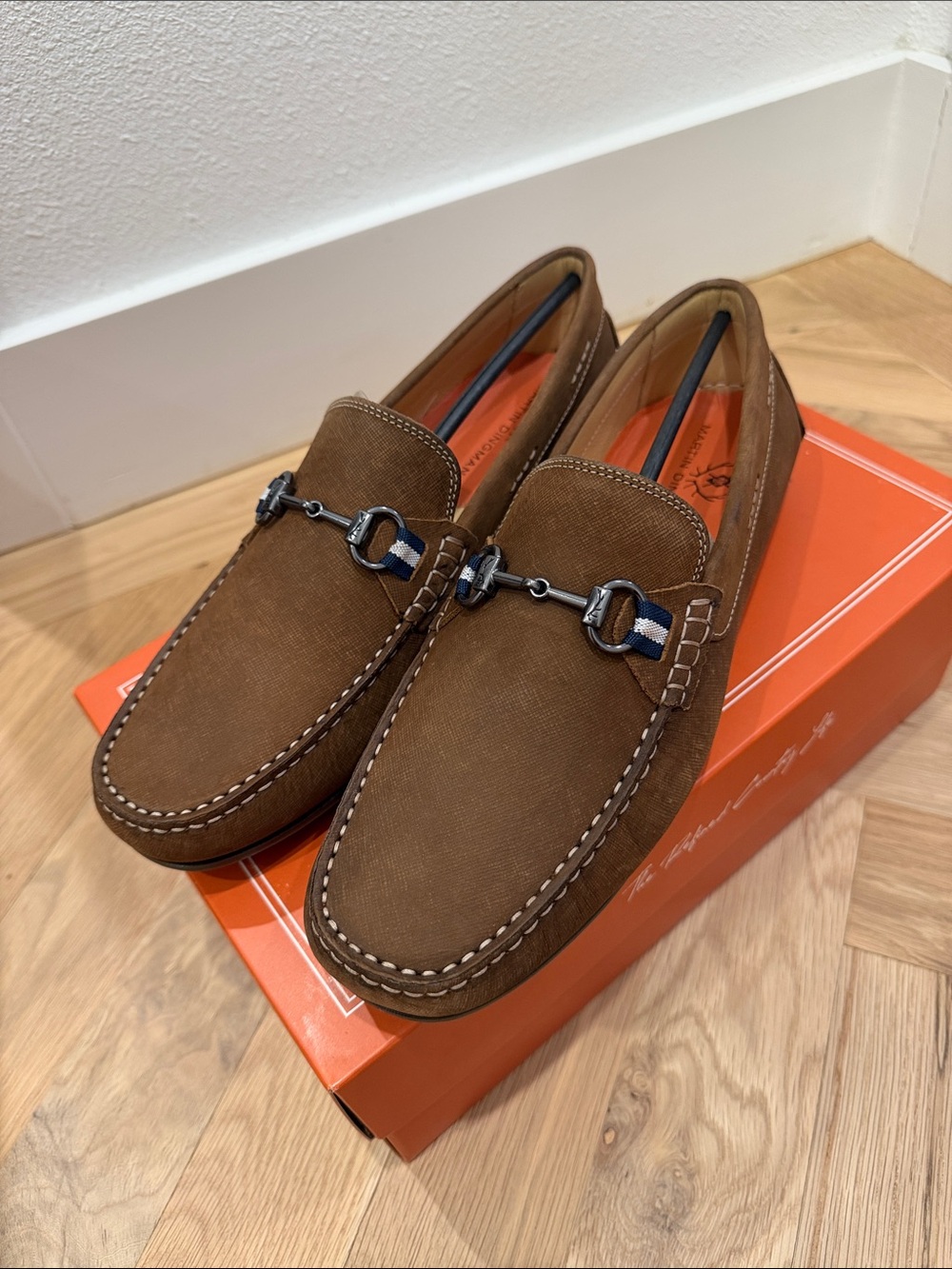 Martin Dingman Brown Bermuda Horse Bit Loafers in Bark